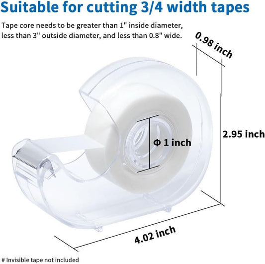 Hand Use Desktop Tape Dispenser, Transparent Plastic Lightweight and Portable Refillable Dispenser for 3/4" V1258-DP02-D-611
