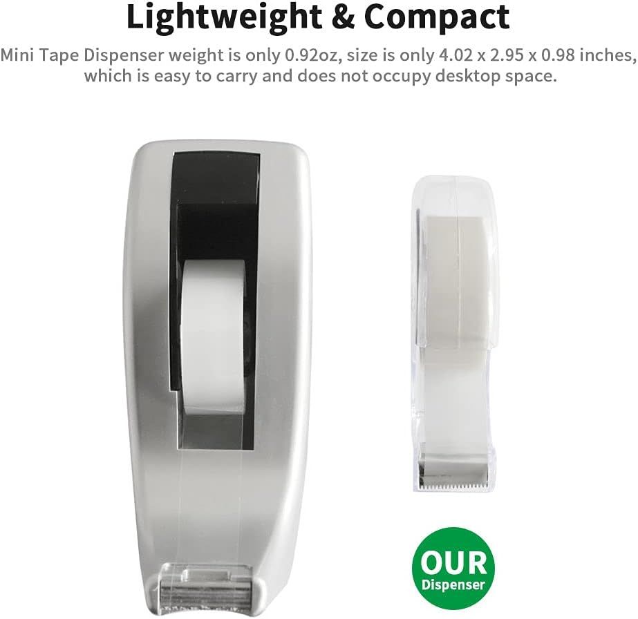 Hand Use Desktop Tape Dispenser, Transparent Plastic Lightweight and Portable Refillable Dispenser for 3/4" V1258-DP02-D-611