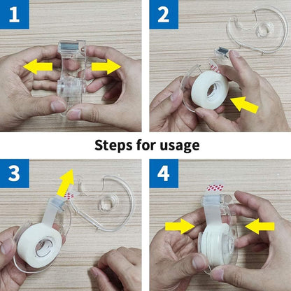 Hand Use Desktop Tape Dispenser, Transparent Plastic Lightweight and Portable Refillable Dispenser for 3/4" V1258-DP02-D-611