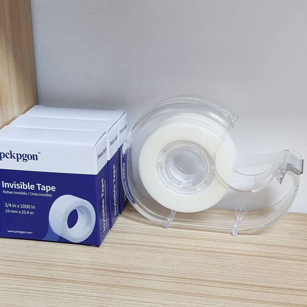 Hand Use Desktop Tape Dispenser, Transparent Plastic Lightweight and Portable Refillable Dispenser for 3/4" V1258-DP02-D-611