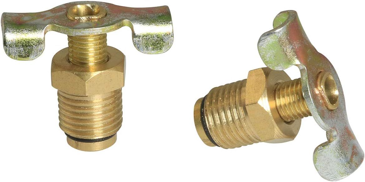 2PCS 1/4 Brass Air Hose Fitting Air Compressor Blowdown Valve NPT Male External Drain Cock Drain Switch With V1258-DP02-D-615