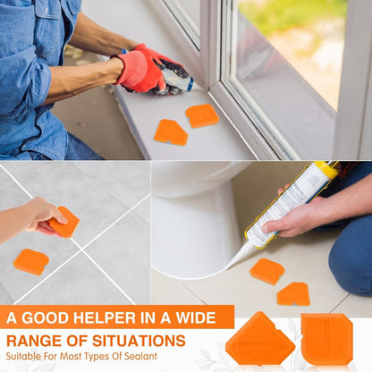 2 Pieces Caulking Tool Set Silicone Sealant Grout Tool for Kitchen Bathroom Floor Sealant Sealing(Orange) V1258-DP02-D-619