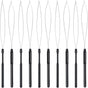 10 Pieces Hair Extension Loop Needle Threader Pulling Hook Tool and Bead Device Tool Black Loop Threader for V1258-DP02-D-625
