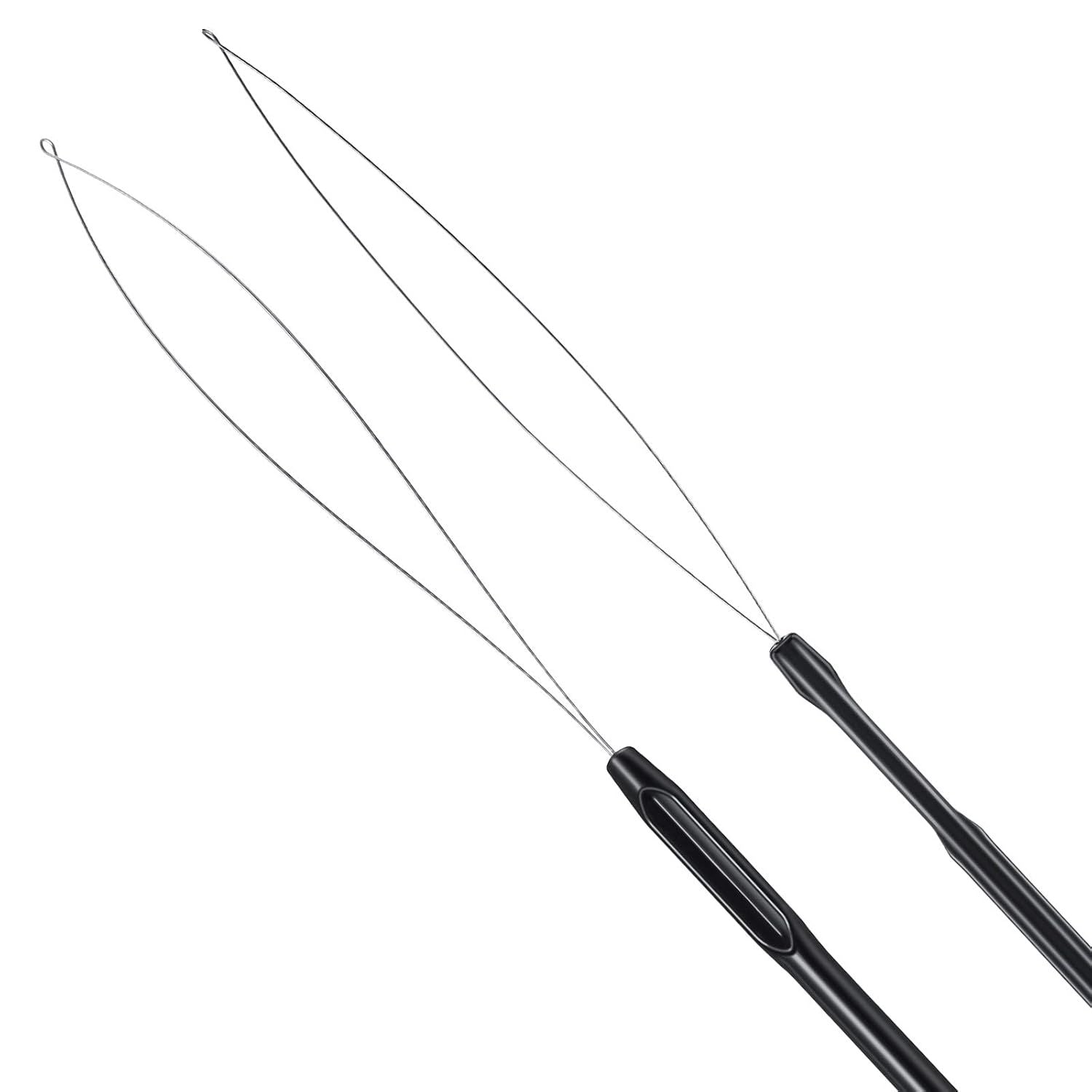 10 Pieces Hair Extension Loop Needle Threader Pulling Hook Tool and Bead Device Tool Black Loop Threader for V1258-DP02-D-625