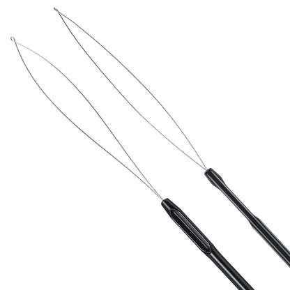 10 Pieces Hair Extension Loop Needle Threader Pulling Hook Tool and Bead Device Tool Black Loop Threader for V1258-DP02-D-625