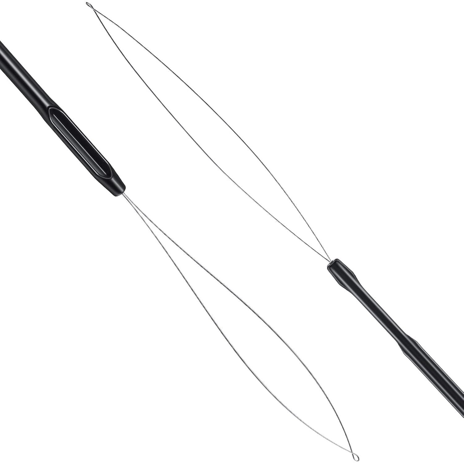 10 Pieces Hair Extension Loop Needle Threader Pulling Hook Tool and Bead Device Tool Black Loop Threader for V1258-DP02-D-625