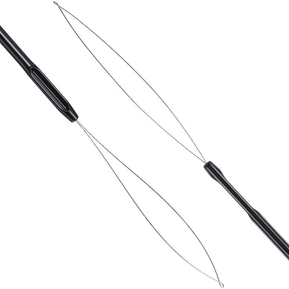 10 Pieces Hair Extension Loop Needle Threader Pulling Hook Tool and Bead Device Tool Black Loop Threader for V1258-DP02-D-625