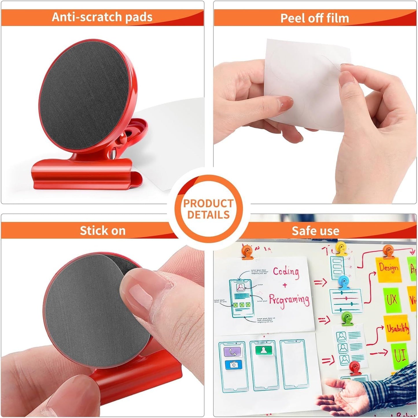 6 Pack Fridge Magnets Refrigerator Magnets, Magnetic Clips for Whiteboard, Magnet Clips for Kitchen Office V1258-DP02-D-626