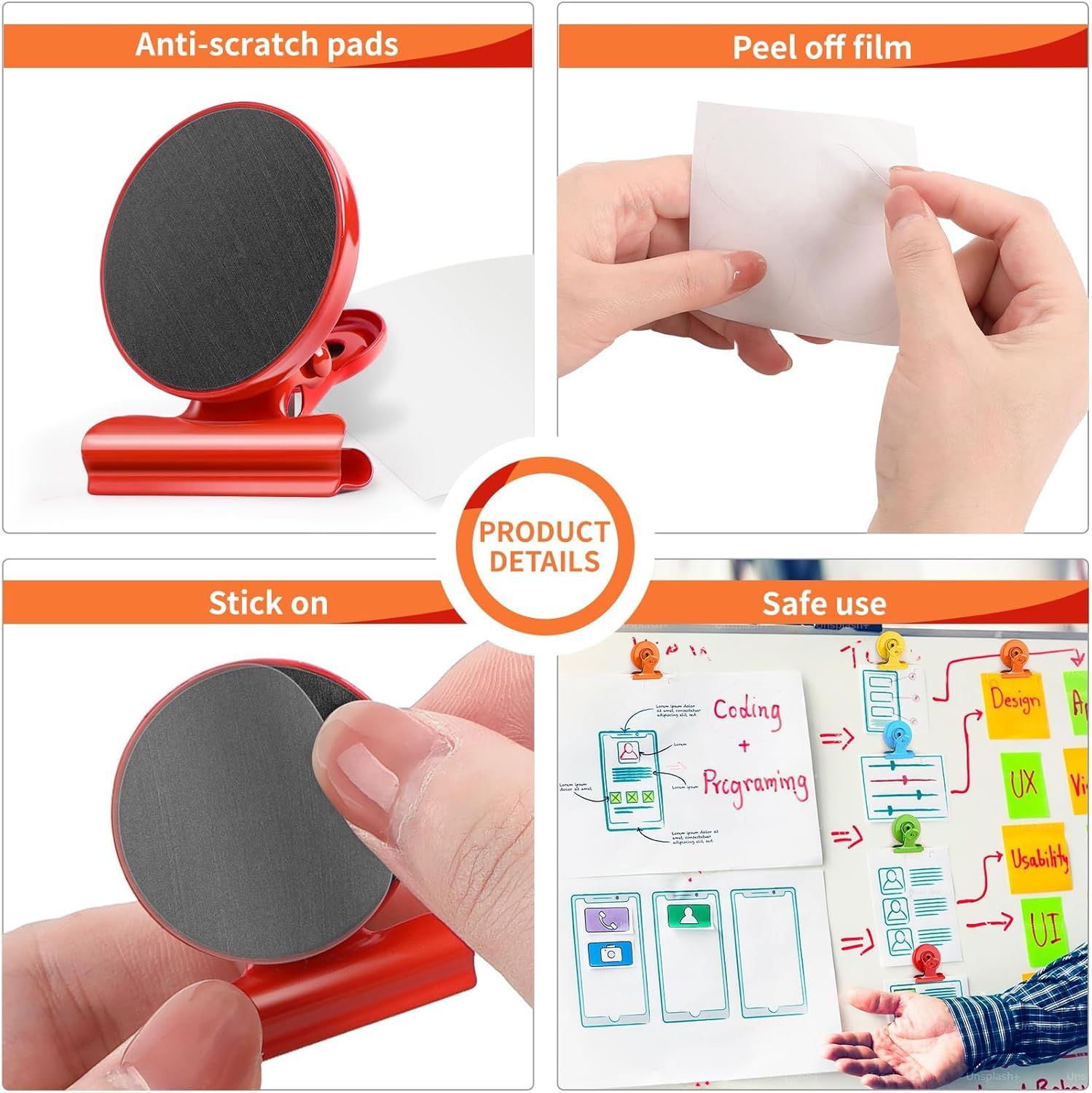 6 Pack Fridge Magnets Refrigerator Magnets, Magnetic Clips for Whiteboard, Magnet Clips for Kitchen Office V1258-DP02-D-626