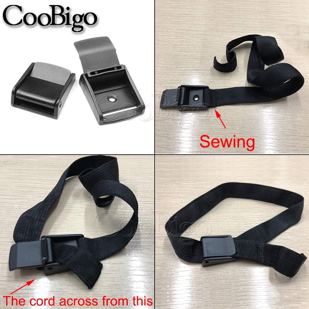 CooBigo 5pcs Webbing Cam Buckles Plastic Black Toggle Clip Backpack Straps V1258-DP02-D-63