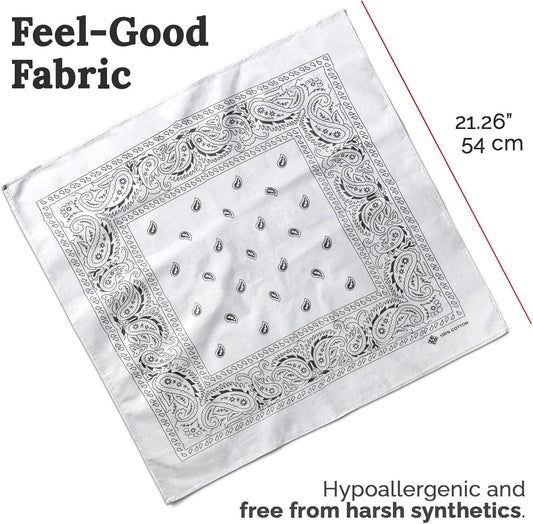 100% Cotton & Natural Fibers Bandana Scarf - Soft, Durable, Machine Washable - Unisex for Men & Women V1258-DP02-D-630