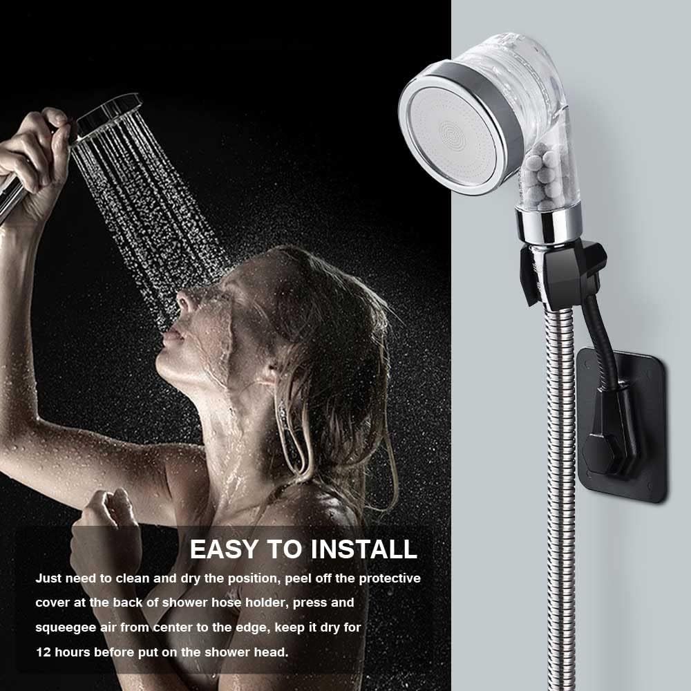 Shower Head Holder Strong Adhesive 360 Degree Rotatable Adjustable Handheld Shower Wand Holder Wall Mount V1258-DP02-D-632