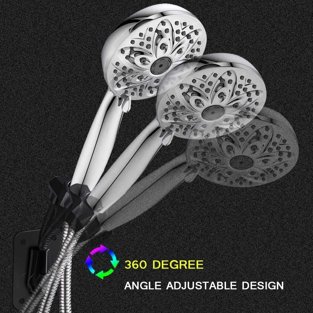 Shower Head Holder Strong Adhesive 360 Degree Rotatable Adjustable Handheld Shower Wand Holder Wall Mount V1258-DP02-D-632