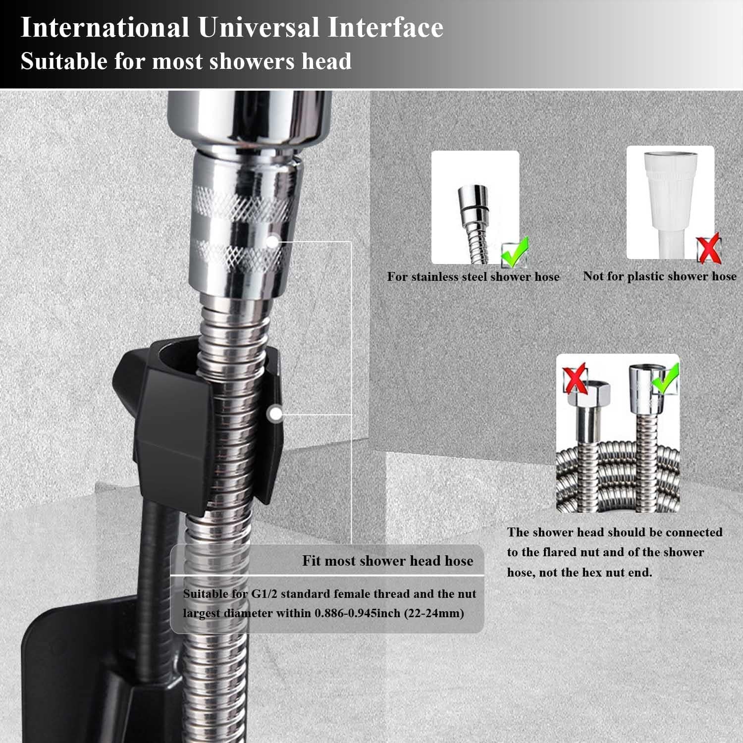 Shower Head Holder Strong Adhesive 360 Degree Rotatable Adjustable Handheld Shower Wand Holder Wall Mount V1258-DP02-D-632