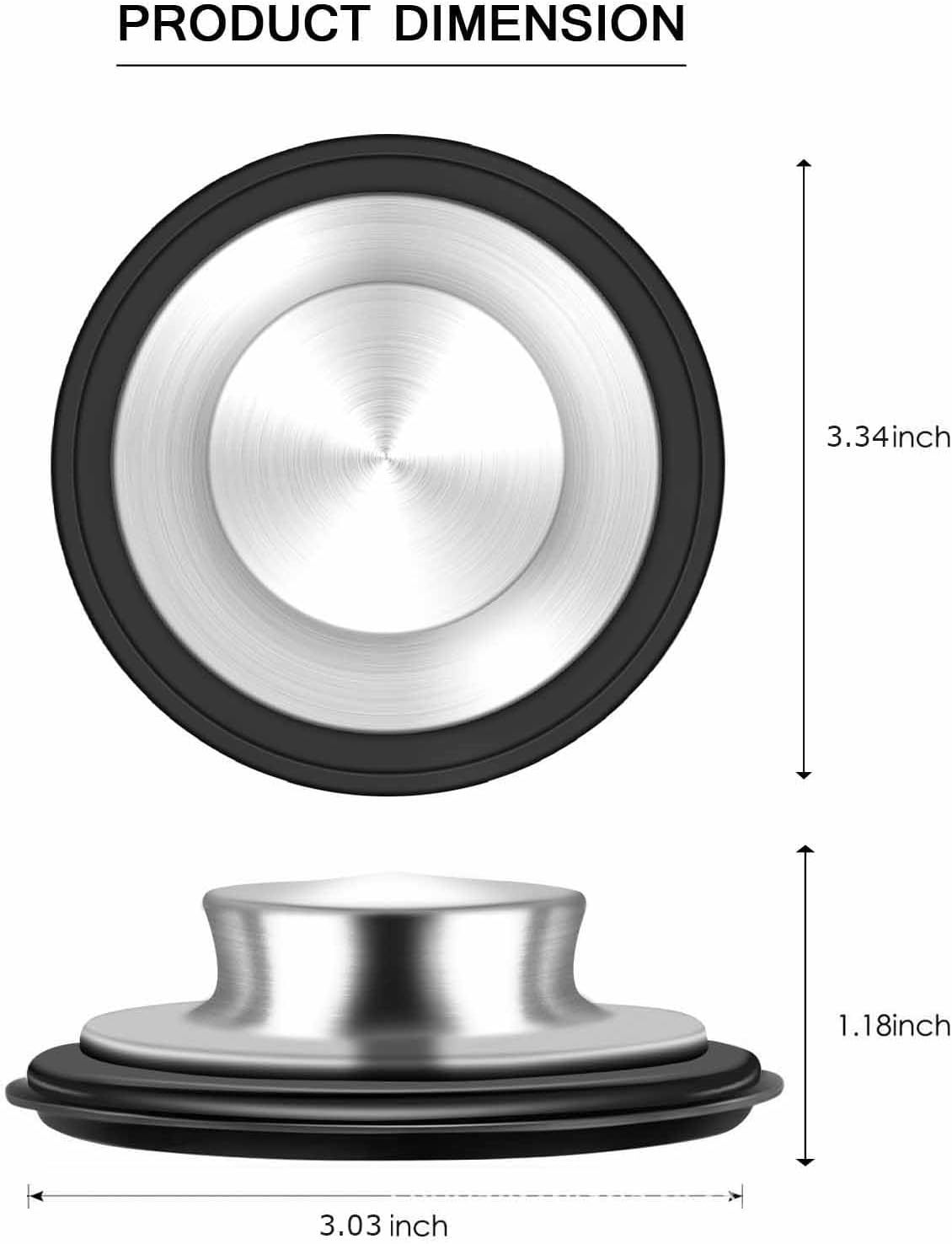 Sink Stopper 3.35 Inch Kitchen Stainless Steel Garbage Disposal Sink Plug for Insinkerator Kitchenaid Waste V1258-DP02-D-633
