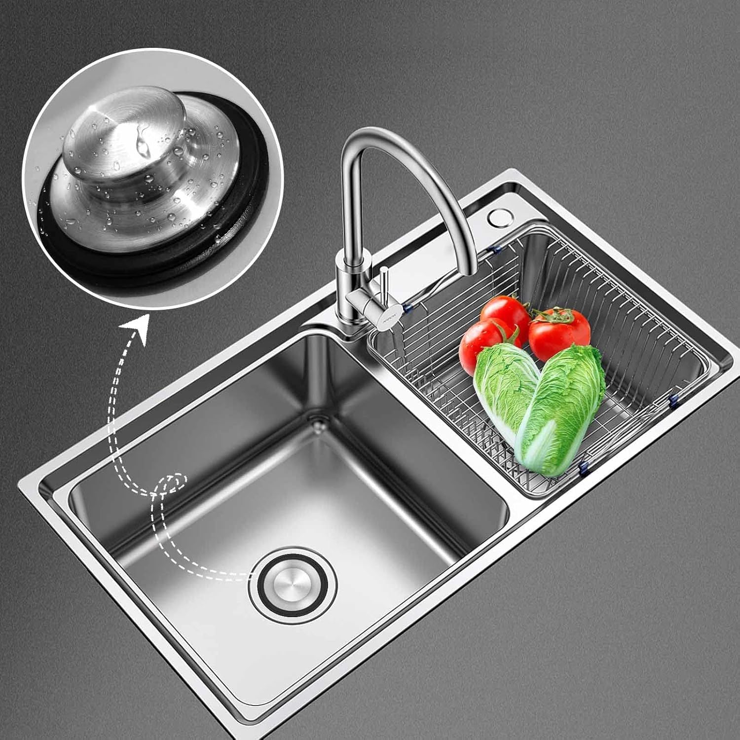 Sink Stopper 3.35 Inch Kitchen Stainless Steel Garbage Disposal Sink Plug for Insinkerator Kitchenaid Waste V1258-DP02-D-633