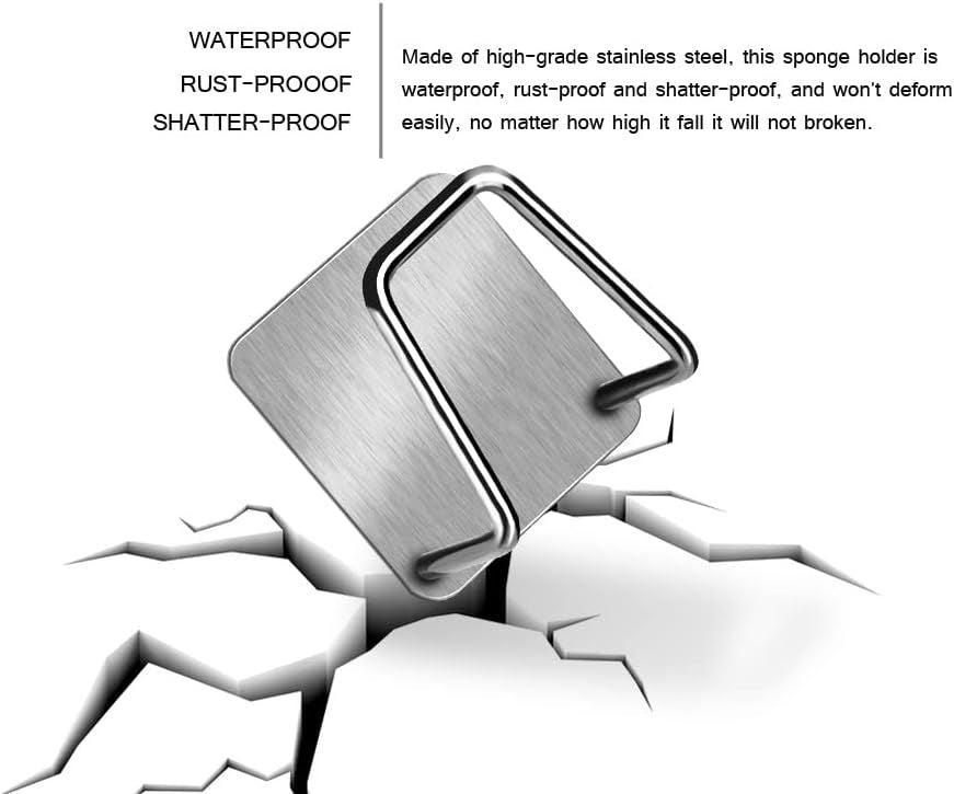Sponge Holders for Kitchen Sink Adhesive Sponge Holder Sink Caddy Stainless Steel Rust Proof Waterproof, V1258-DP02-D-636
