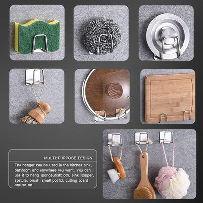 Sponge Holders for Kitchen Sink Adhesive Sponge Holder Sink Caddy Stainless Steel Rust Proof Waterproof, V1258-DP02-D-636