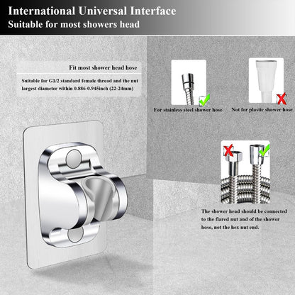 Shower Head Holder Shower Wand Holder Wall Mount Adhesive Adjustable Handheld Shower Holder No Drilling V1258-DP02-D-637