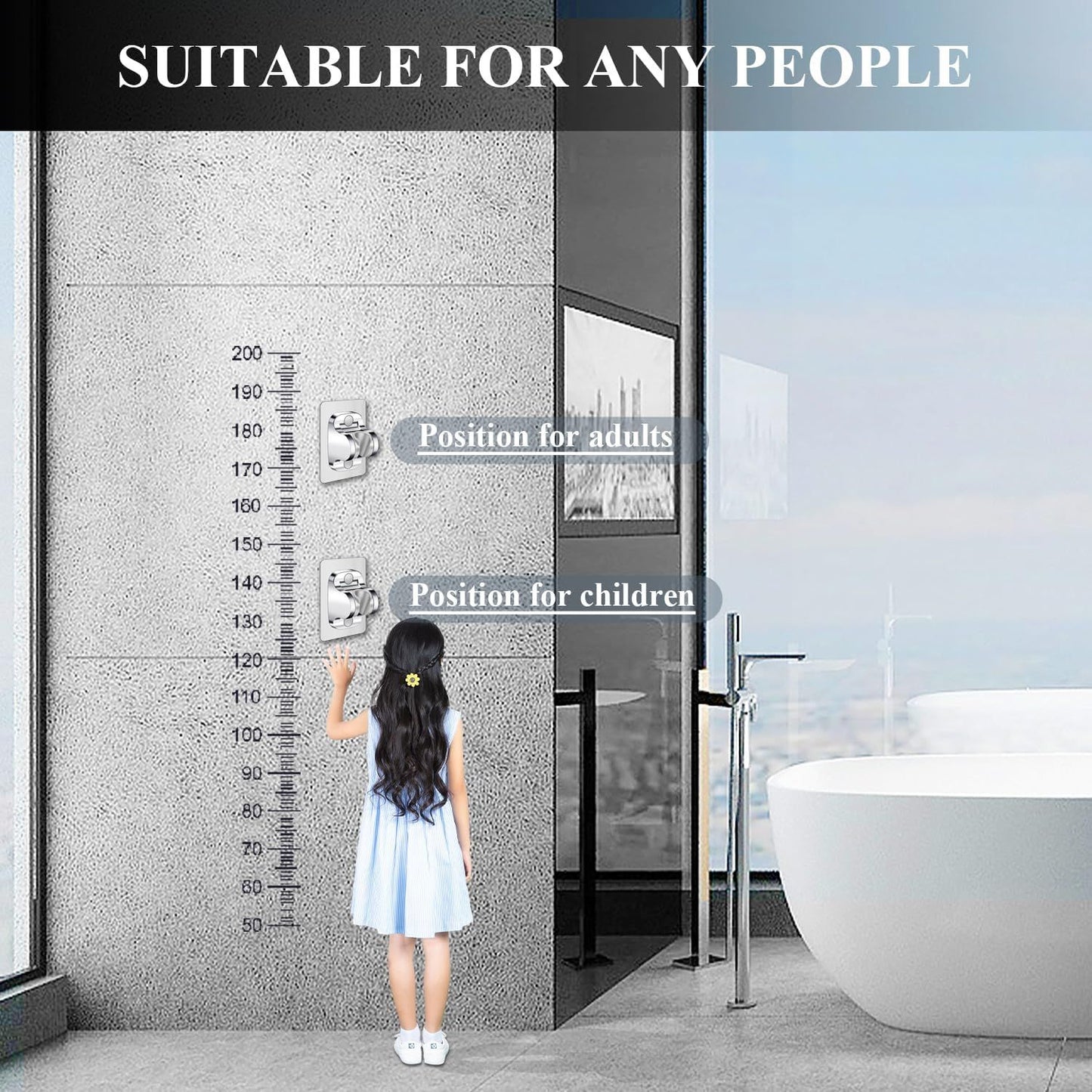 Shower Head Holder Shower Wand Holder Wall Mount Adhesive Adjustable Handheld Shower Holder No Drilling V1258-DP02-D-637