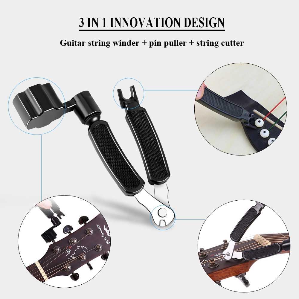Guitar String Winder Cutter Pin Puller Multifunctional 3 In 1 Guitar Maintenance Tool String Peg Winder V1258-DP02-D-639