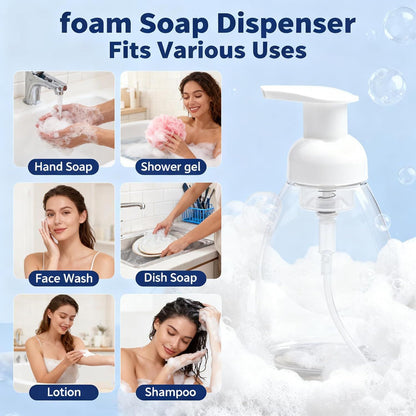 2-Pack Foaming Soap Dispenser Pump Bottles,Foam Hand Soap Dispenser with Refillable Plastic Container for V1258-DP02-D-640