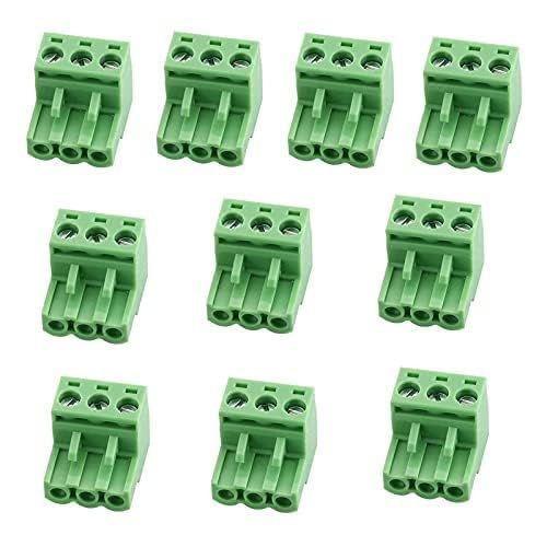 10 Pcs Green 5.08mm Pitch 3P Pluggable Teminal Blocks Connector Socket Adapters V1258-DP02-D-642