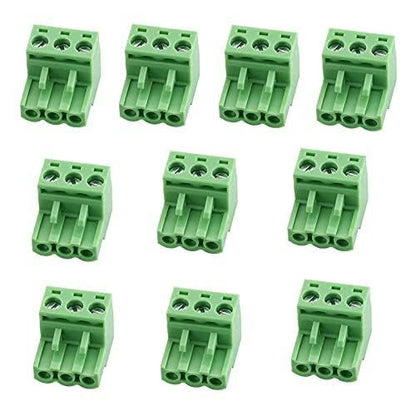 10 Pcs Green 5.08mm Pitch 3P Pluggable Teminal Blocks Connector Socket Adapters V1258-DP02-D-642