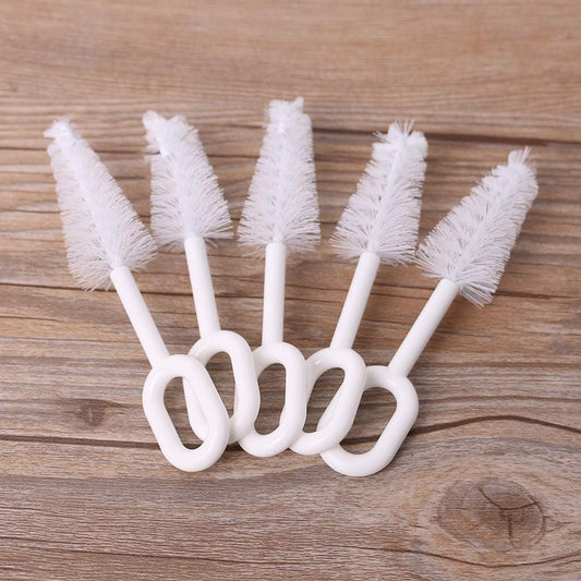 5 Pcs White Pacifier Cleaning Set,Nipple Cleaner Nipples Brush Cleaning Tools Professional Bristle High V1258-DP02-D-652