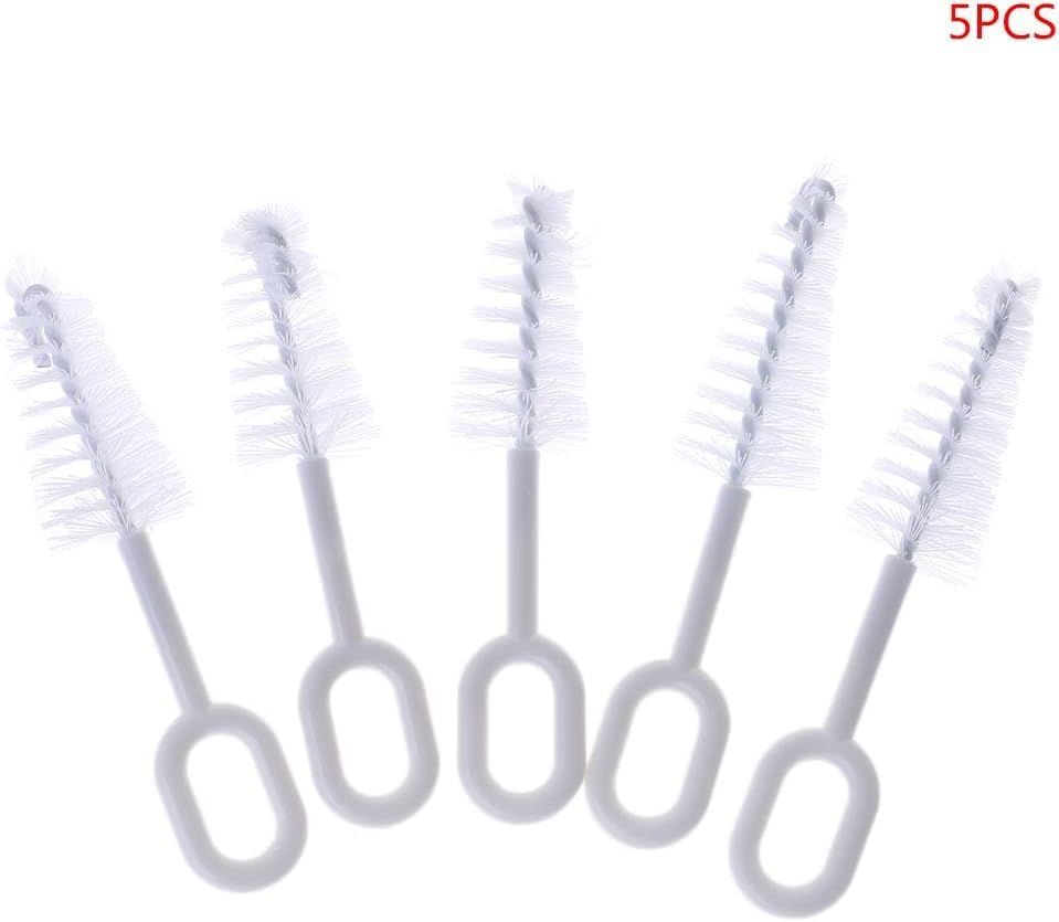 5 Pcs White Pacifier Cleaning Set,Nipple Cleaner Nipples Brush Cleaning Tools Professional Bristle High V1258-DP02-D-652