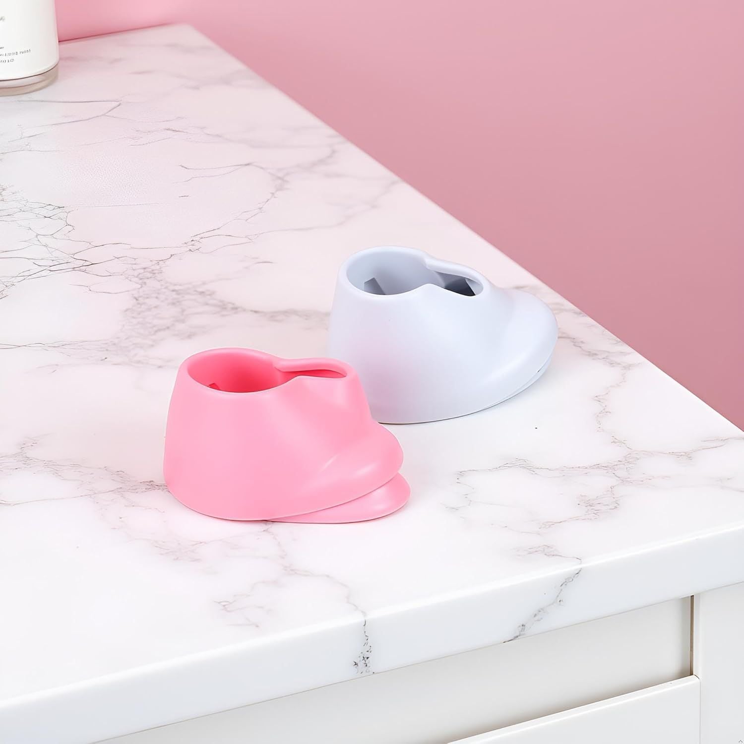 2pcs Pink & White Soft Rubber Nail Polish Bottle Holder - Anti-Spill Nail Art Organizer & Display - Salon V1258-DP02-D-653