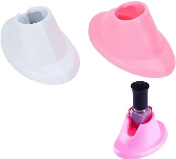 2pcs Pink & White Soft Rubber Nail Polish Bottle Holder - Anti-Spill Nail Art Organizer & Display - Salon V1258-DP02-D-653