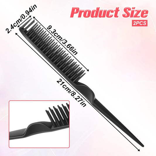 2 Pcs 3 Row Styling Comb, Curling Hair Styling Brush Rat Tail Comb Used for Combing, Separating and Shaping V1258-DP02-D-658