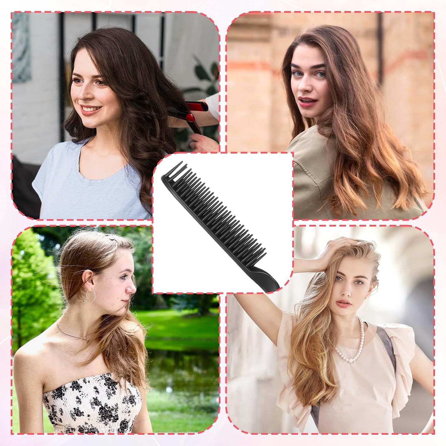 2 Pcs 3 Row Styling Comb, Curling Hair Styling Brush Rat Tail Comb Used for Combing, Separating and Shaping V1258-DP02-D-658
