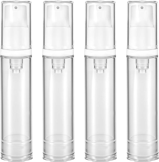4 Pcs Refillable Clear Travel Airless Pump Container - Vacuum Cosmetic Press Pump Bottle for DIY Foundation V1258-DP02-D-663