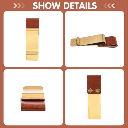 2 Pcs PU Leather Retro Notebook Pen Clips Metal Pen Loop Holder Sleeve - Silver & Gold V1258-DP02-D-664