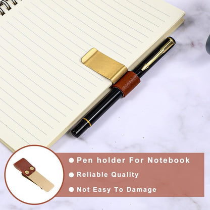 2 Pcs PU Leather Retro Notebook Pen Clips Metal Pen Loop Holder Sleeve - Silver & Gold V1258-DP02-D-664