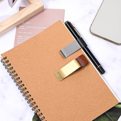 2 Pcs PU Leather Retro Notebook Pen Clips Metal Pen Loop Holder Sleeve - Silver & Gold V1258-DP02-D-664