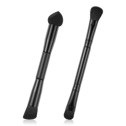 2 Pcs Dual Ended Hairline Brushes, Hairline Concealer Brush Set with Sponge Tip and Soft Bristles for V1258-DP02-D-666