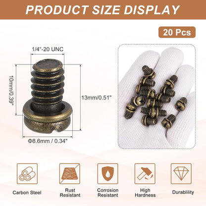 20Pcs Ceiling Fan Blade Screws, 1/4"-20 x 3/8 Carbon Steel Phillips Pan Motor Replacement Screw for Lighting V1258-DP02-D-669