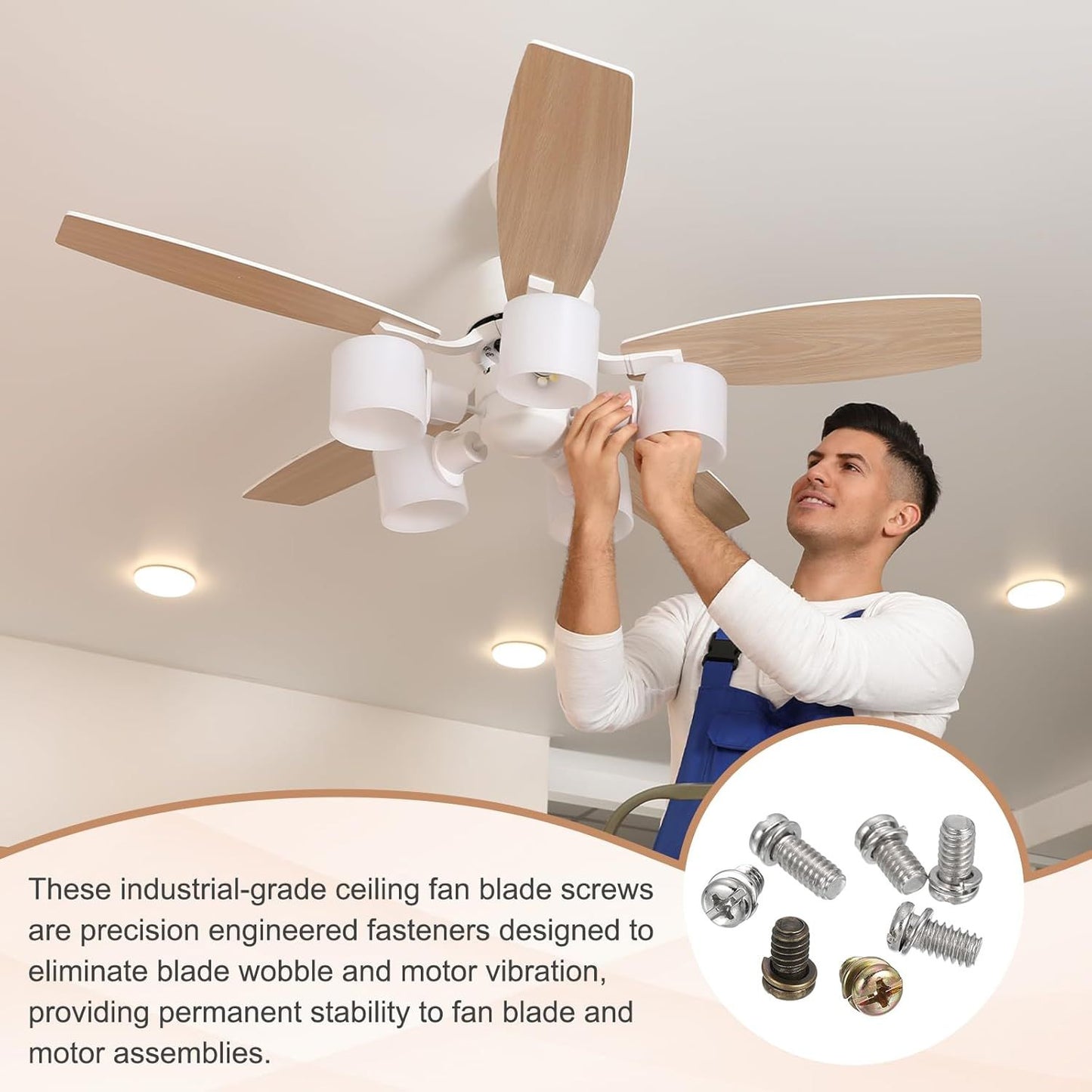 20Pcs Ceiling Fan Blade Screws, 1/4"-20 x 3/8 Carbon Steel Phillips Pan Motor Replacement Screw for Lighting V1258-DP02-D-669