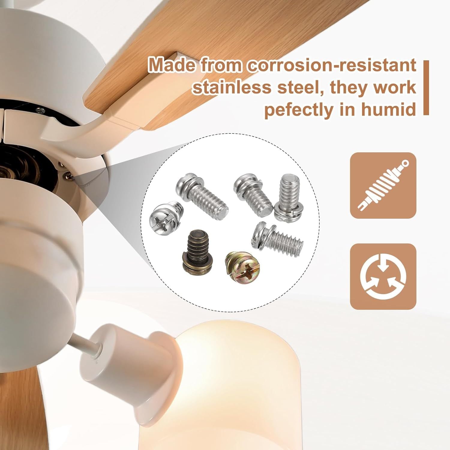 20Pcs Ceiling Fan Blade Screws, 1/4"-20 x 3/8 Carbon Steel Phillips Pan Motor Replacement Screw for Lighting V1258-DP02-D-669