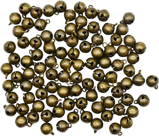 100 PCS Small Jingle Bell 1/2 inches Vintage Bronze Mini 10mm Alloy Beads DIY for Christmas Jewelry Findings V1258-DP02-D-671