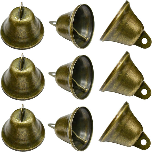 10 PCS Small Jingle Bells Bronze Vintage Mini (1.7"X 1.5") for Dog Potty Training,Dog Door Bell,Wedding, Dog V1258-DP02-D-672