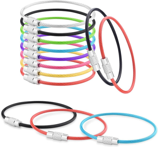 CooBigo 16 Pack Stainless Steel Loops 2mm Coated Wire Keychain Cable Large Keyrings 6 inch Key Chain for V1258-DP02-D-7