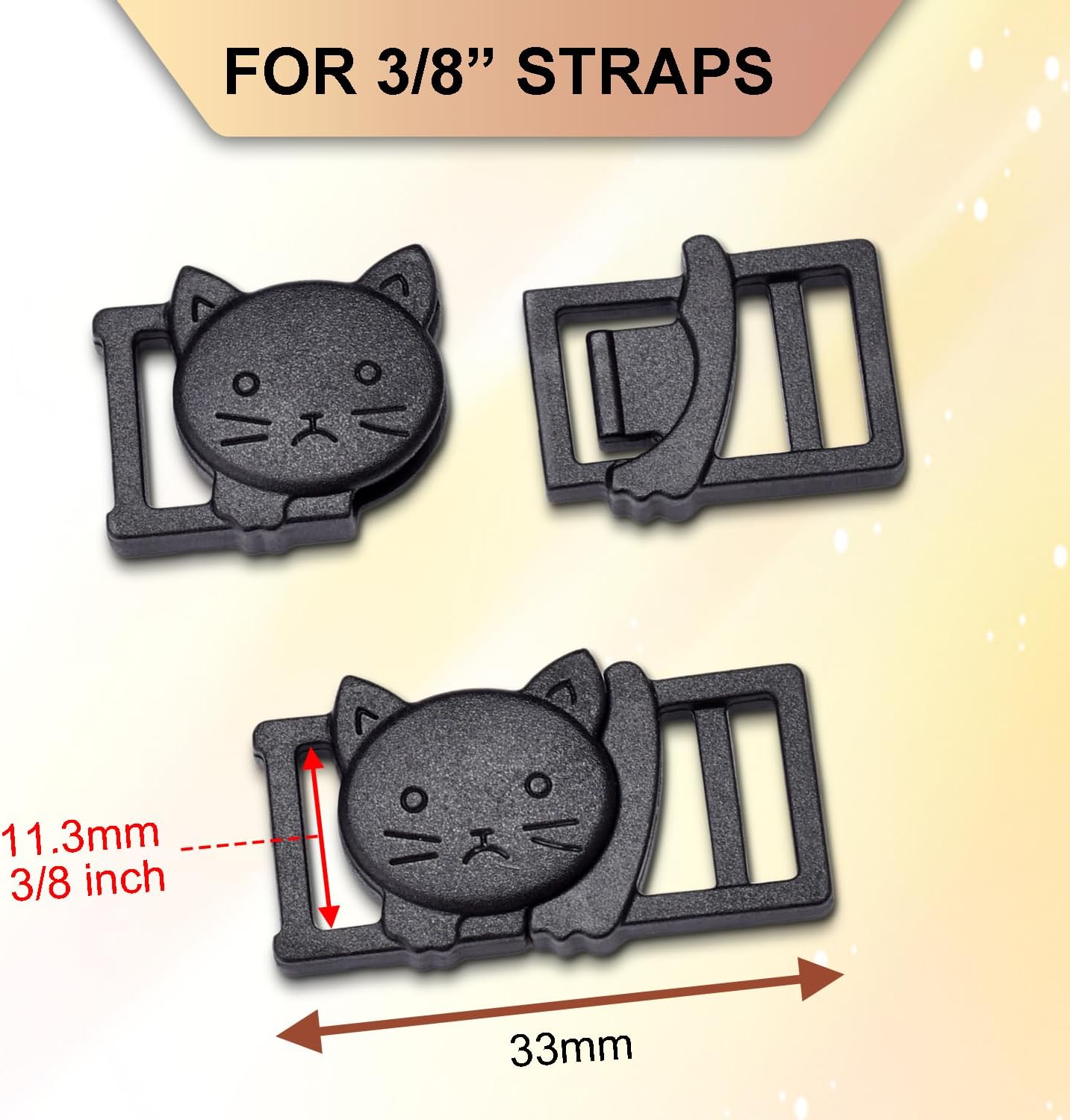 25Pack 3/8" Cat Collar Breakaway Clasps Accessories Plastic Adjustable Buckle Small Pet Supplies for Kitten V1258-DP02-D-73