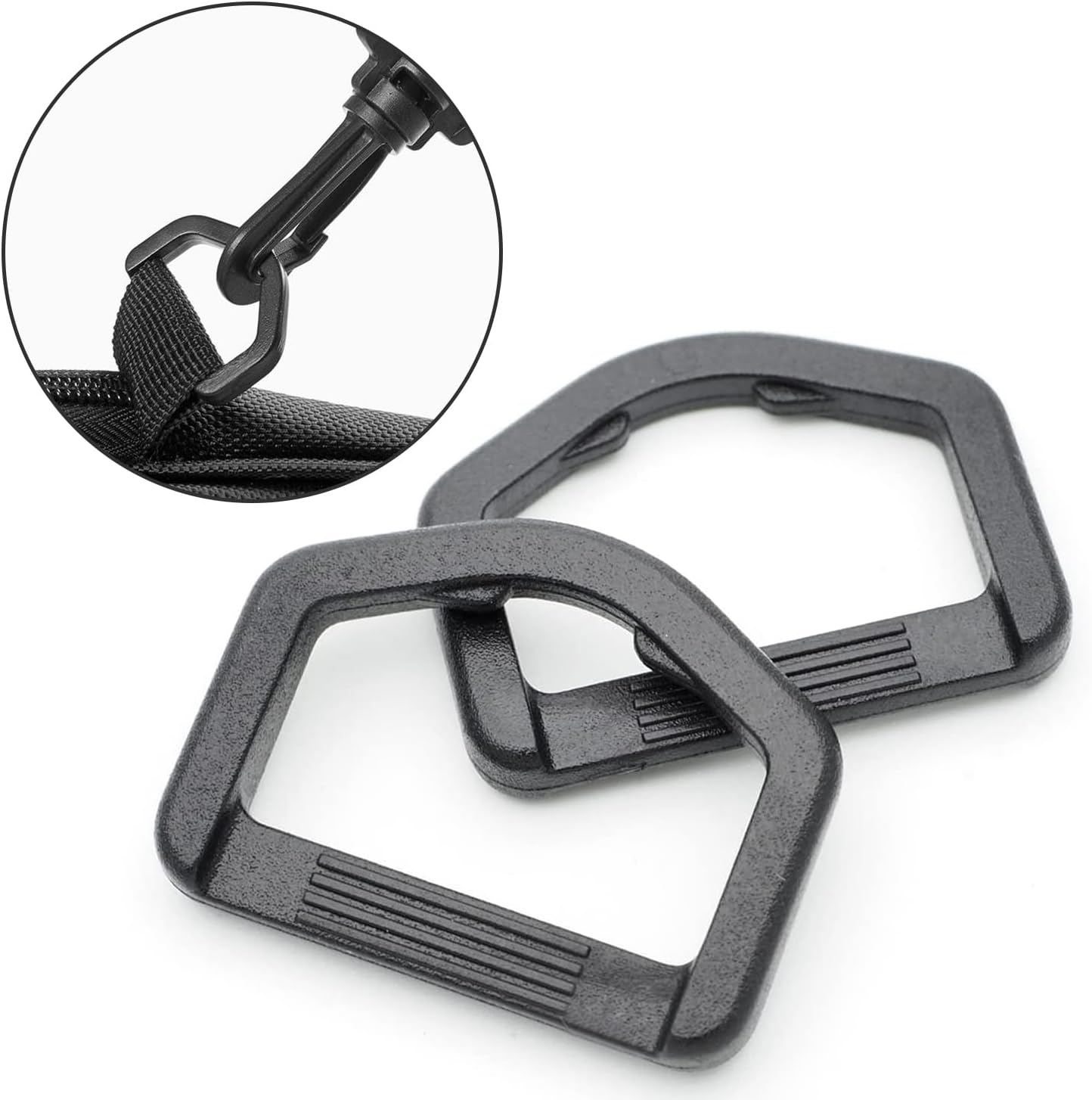 CooBigo 12 Pack D-Rings Plastic Buckle 1" Without Bar D Ring for Webbing Strap Backpack Water Pouche Belt Dog V1258-DP02-D-74