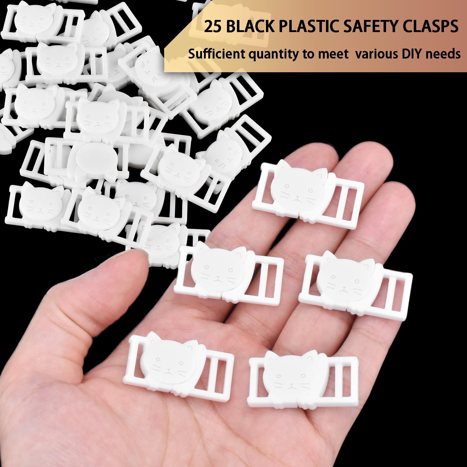 CooBigo 25Pack 3/8" Cat Collar Breakaway Clasps Accessories Plastic Adjustable Buckle Small Pet Supplies for V1258-DP02-D-76