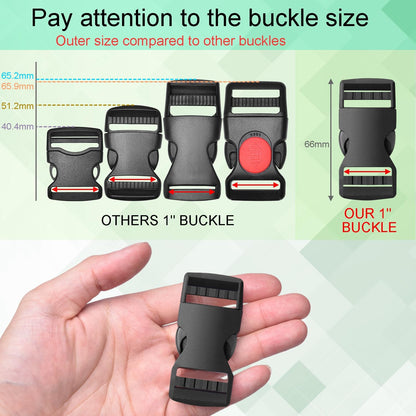 6 Pack 1" Buckle Quick Side Release Buckles Dual Adjustable No Sewing Clips Plastic Buckle Replacement for V1258-DP02-D-8