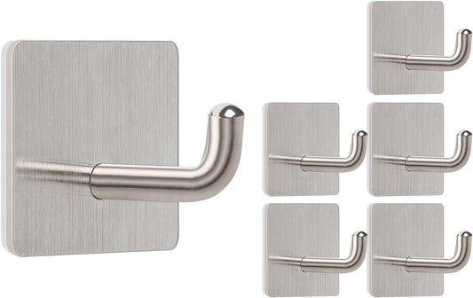 Livabber Adhesive Towel Hooks, 304 Stainless Steel Self Sticky Wall Hooks Waterproof Shower Hooks for V1258-DP02-D-83